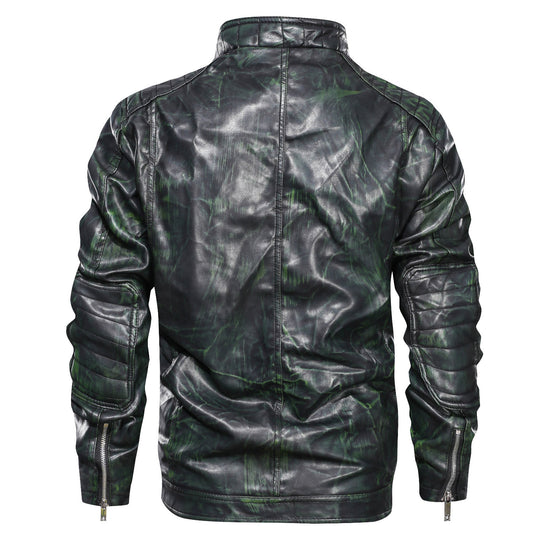 Men’s Black PU Leather Bomber Jacket