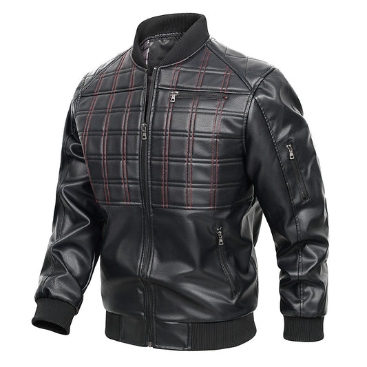 Men’s Black Faux Leather Casual Jacket