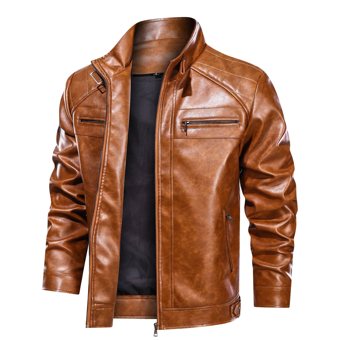 The Leather Artisans Men's Faux Leather Cafe Racer Jacket
