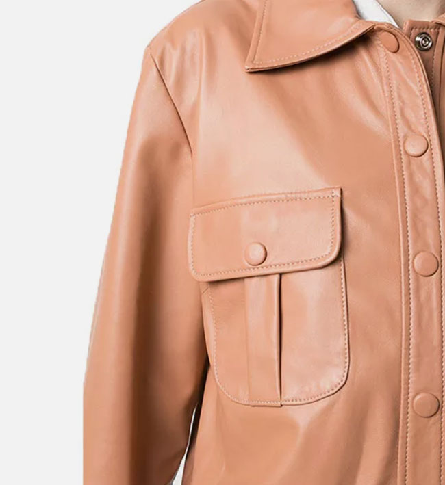 Women’s Brown Leather Trucker Jacket