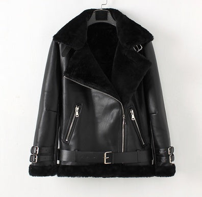 Men’s Black PU Leather Bomber Jacket with Velvet Lining