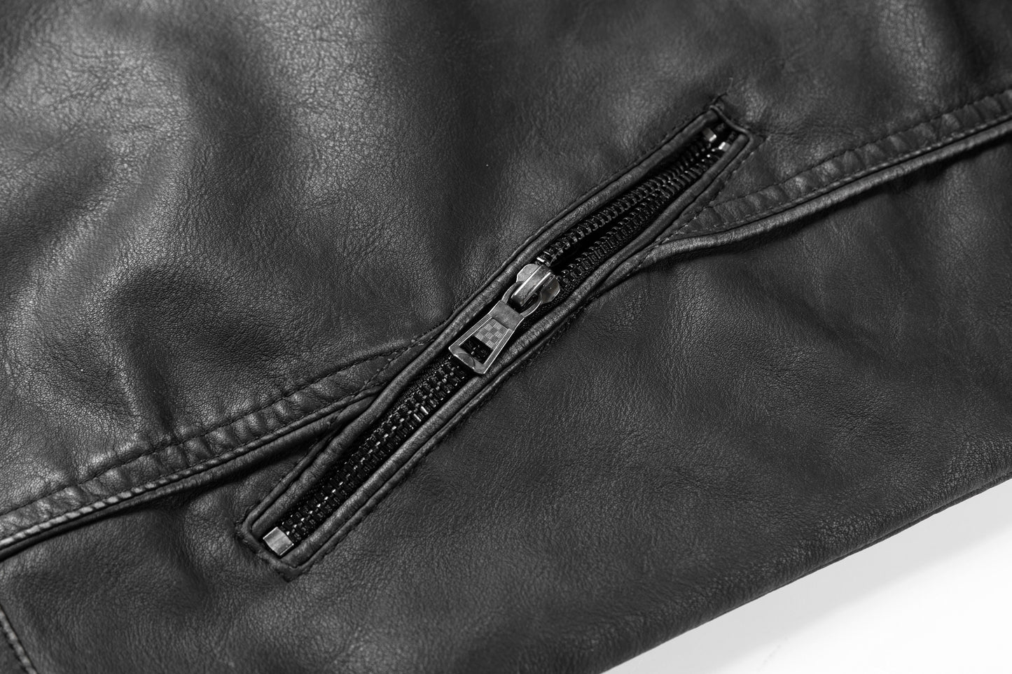 Men's Black Pu Leather Biker Jacket  Vintage Real Motorcycle Jackets For Men