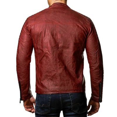 Mens Rex Shoulder Patch Work Genuine Lambskin Leather Jacket