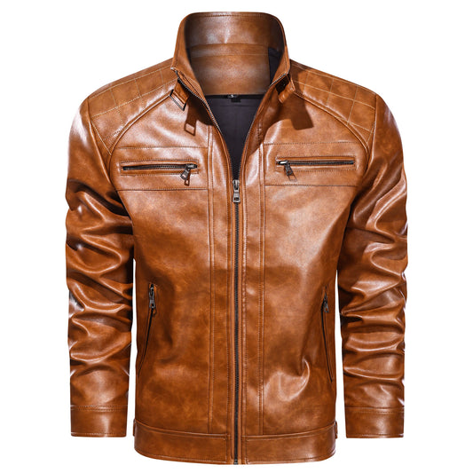 The Leather Artisans Men's Faux Leather Cafe Racer Jacket