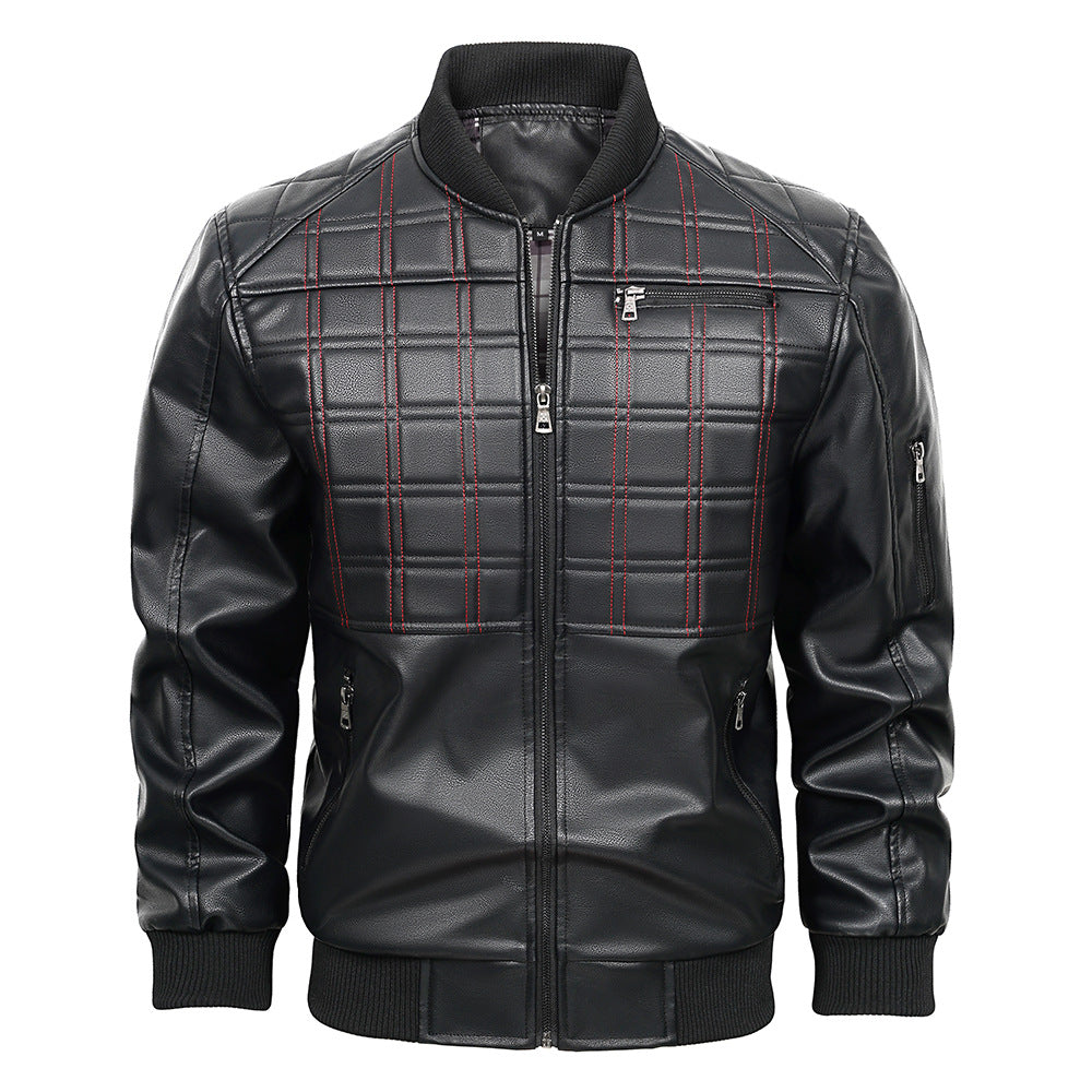 Men’s Black Faux Leather Casual Jacket