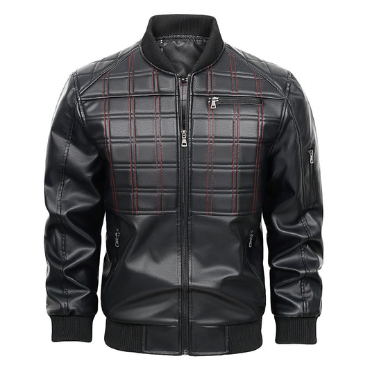Men’s Black Faux Leather Casual Jacket