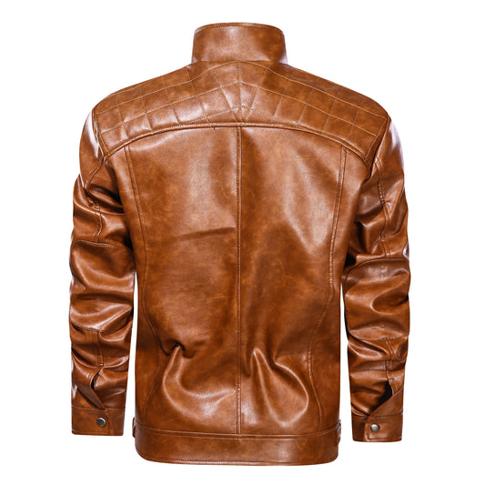 The Leather Artisans Men's Faux Leather Cafe Racer Jacket