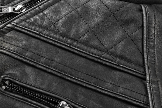 Men's Black Pu Leather Biker Jacket  Vintage Real Motorcycle Jackets For Men