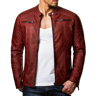 Mens Rex Shoulder Patch Work Genuine Lambskin Leather Jacket