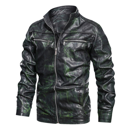 Men’s Black PU Leather Bomber Jacket