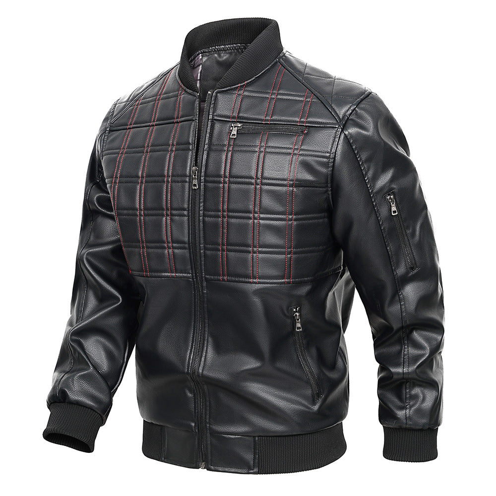 Men’s Black Faux Leather Casual Jacket