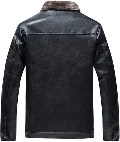 Men's Noble Classic Black Biker faux fur Quilted Genuine Lambskin Leather Jacket