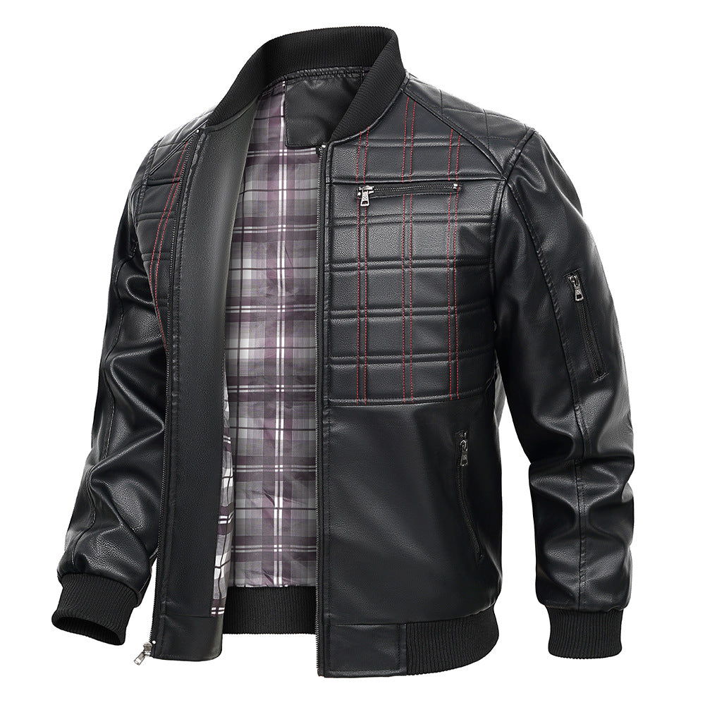 Men’s Black Faux Leather Casual Jacket