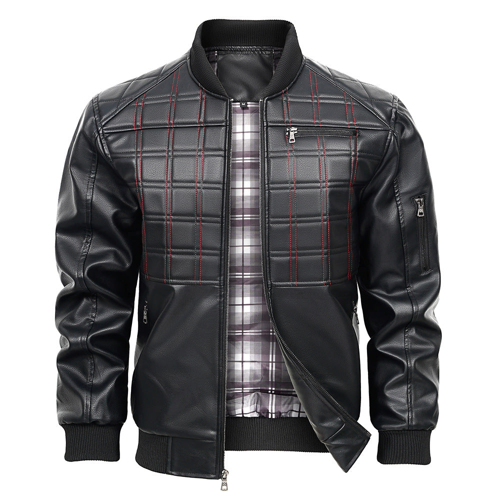 Men’s Black Faux Leather Casual Jacket