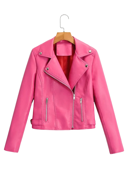 Womens Charlotte Genuine Lambskin Biker Leather Jacket