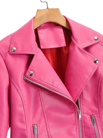 Womens Charlotte Genuine Lambskin Biker Leather Jacket