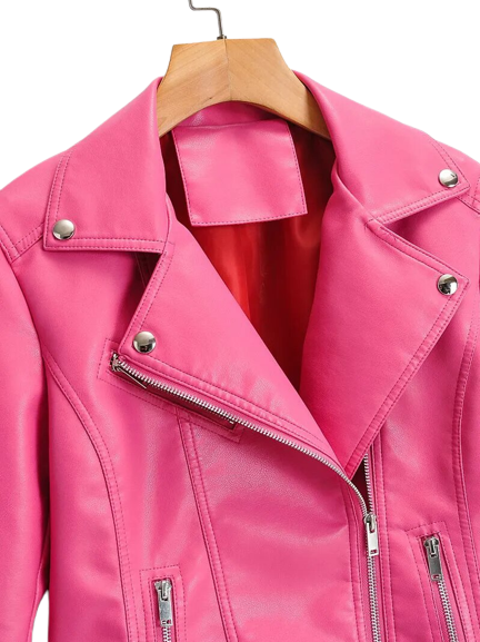 Womens Charlotte Genuine Lambskin Biker Leather Jacket