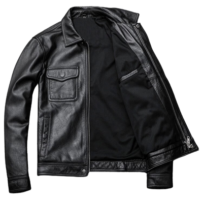 Mens Atlas Front Pocket Genuine Lambskin Leather Jacket