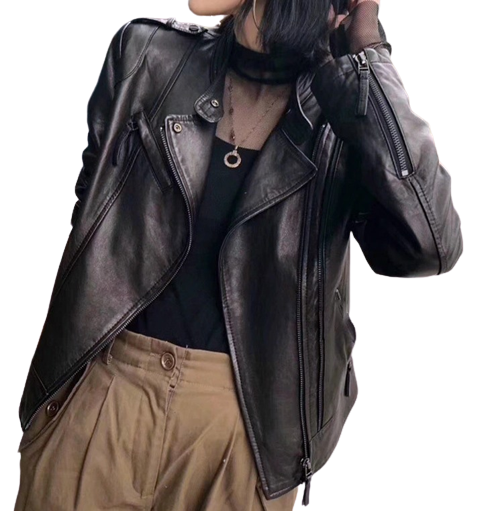 Womens Florence Genuine Lambskin Biker Leather Jacket