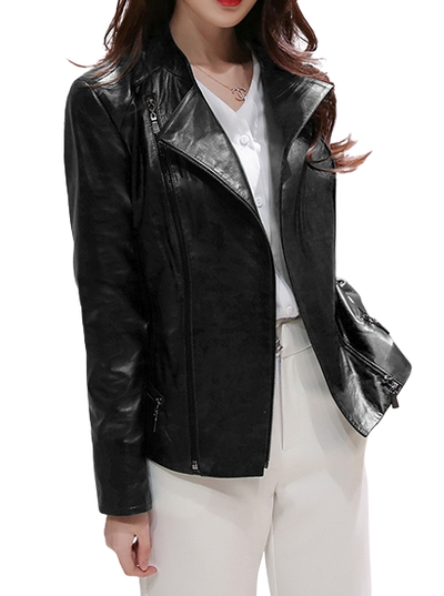 Womens Stella Genuine Lambskin Biker Leather Jacket