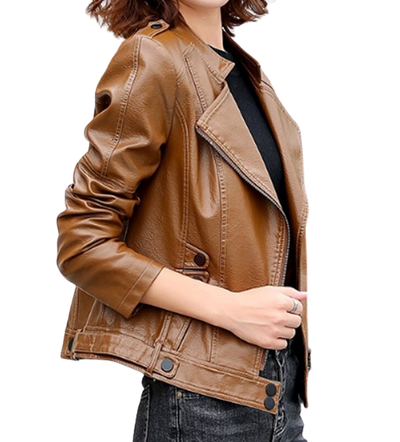 Womens Malani Genuine Lambskin Biker Leather Jacket