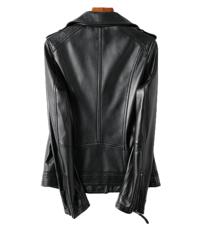 Womens Kinsley Genuine Lambskin Biker Leather Jacket