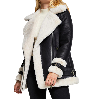 Womens Wrenley Genuine Lambskin Leather Fur Lined Jacket