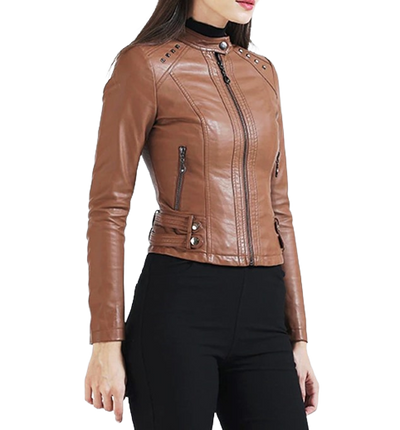 Womens Maria Genuine Lambskin Leather Jacket