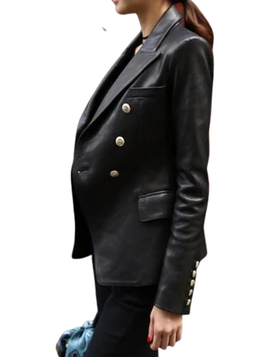Womens Amoura Genuine Lambskin Leather Blazer
