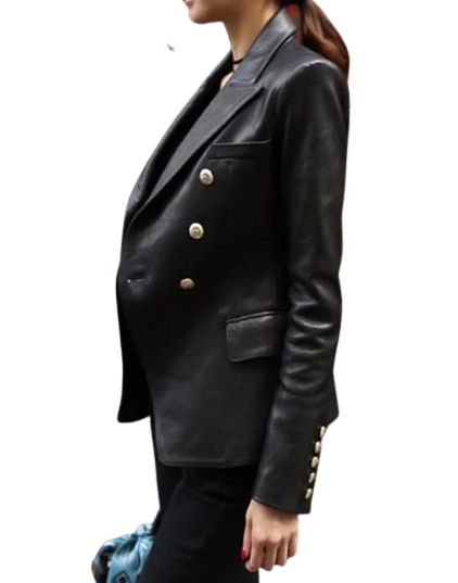 Womens Amoura Genuine Lambskin Leather Blazer