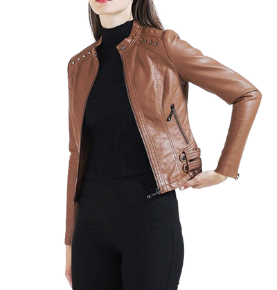 Womens Maria Genuine Lambskin Leather Jacket