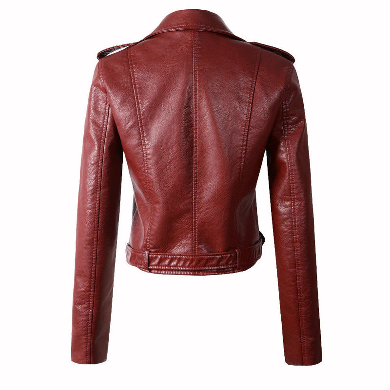 Womens Bella Genuine Lambskin Biker Leather Jacket