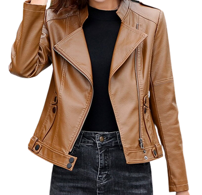 Womens Malani Genuine Lambskin Biker Leather Jacket