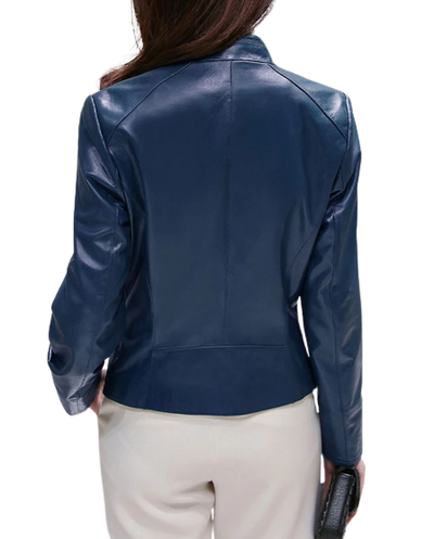 Womens Stella Genuine Lambskin Biker Leather Jacket