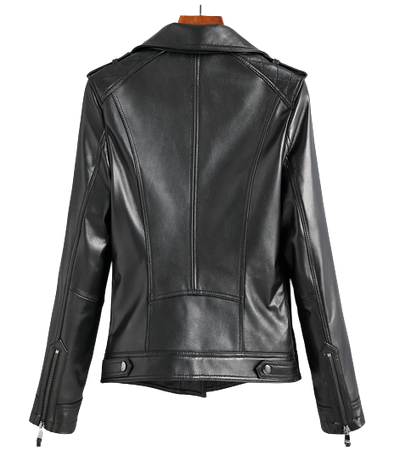 Womens Kinsley Genuine Lambskin Biker Leather Jacket