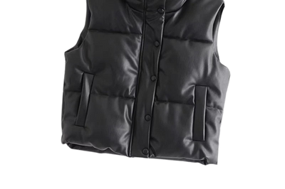 Womens Analia Genuine Lambskin Leather Puffer Vest