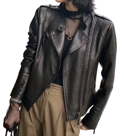 Womens Florence Genuine Lambskin Biker Leather Jacket