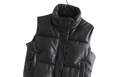 Womens Analia Genuine Lambskin Leather Puffer Vest