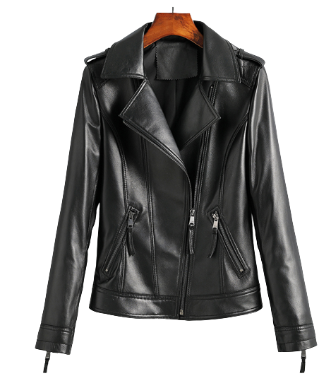 Womens Kinsley Genuine Lambskin Biker Leather Jacket