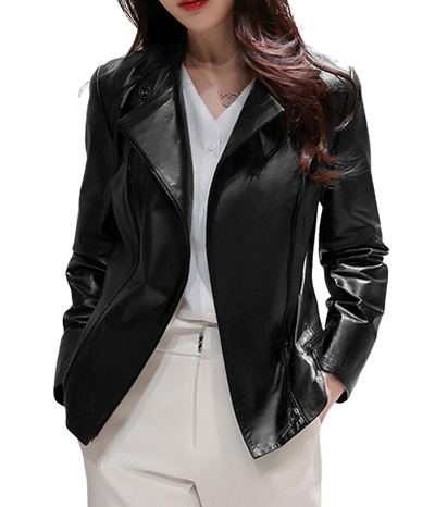 Womens Stella Genuine Lambskin Biker Leather Jacket