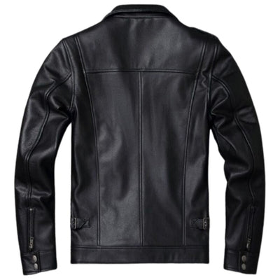Men's Knight Black Retro Bomber Motorcycle Genuine Cowhide Leather Jacket