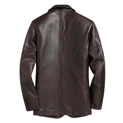 Mens Magnus Front Button Leather Coat