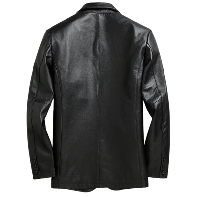 Mens Magnus Front Button Leather Coat