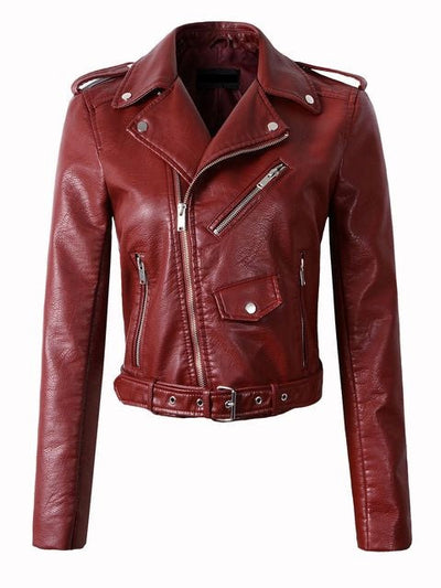 Womens Bella Genuine Lambskin Biker Leather Jacket