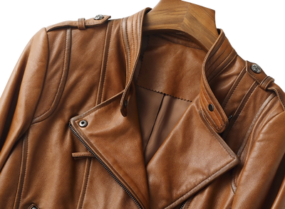 Womens Jaylin Genuine Lambskin Biker Leather Jacket