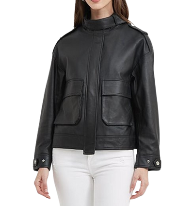 Womens Elora Genuine Lambskin Leather Jacket