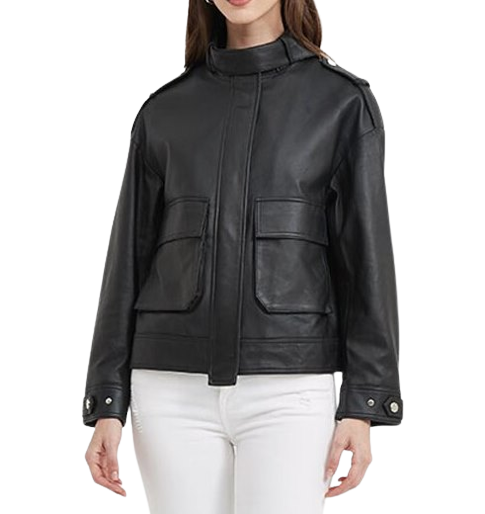 Womens Elora Genuine Lambskin Leather Jacket