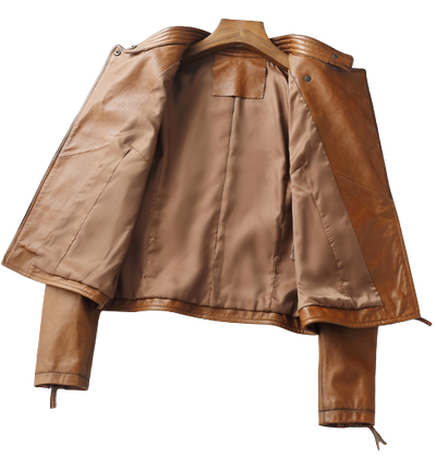 Womens Jaylin Genuine Lambskin Biker Leather Jacket