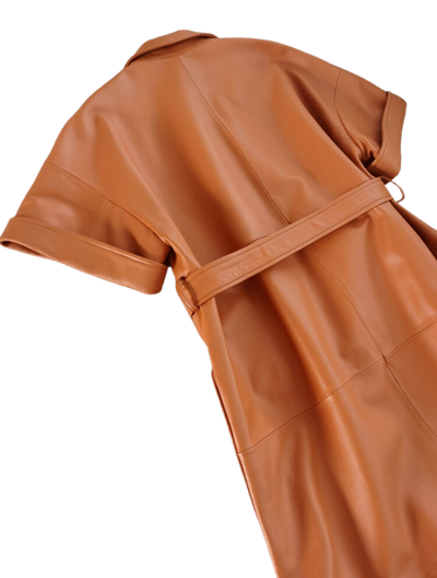 Womens Oaklynn Genuine Lambskin Leather Long Trench Coat