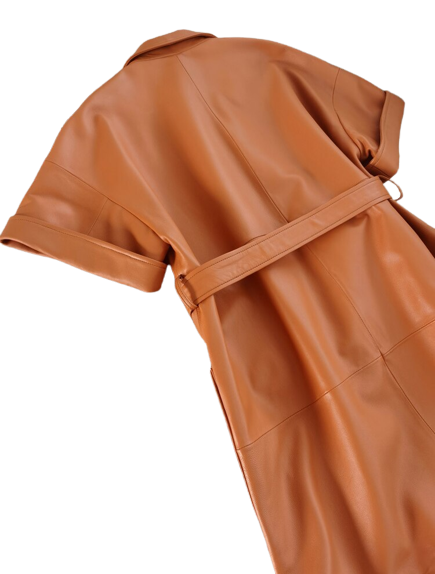 Womens Oaklynn Genuine Lambskin Leather Long Trench Coat